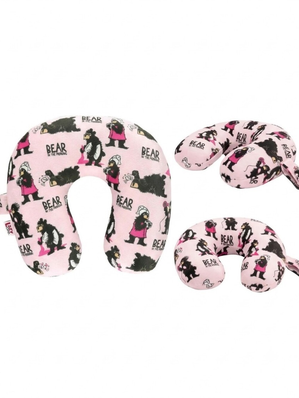 Lazy One Pink Bear In The Morning Kid's Travel Pillow